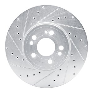 Mercedes-Benz GLE350 Brake Rotor (1) - Front Left - R1 Concepts - Drilled & Slotted - Silver - `20-`23